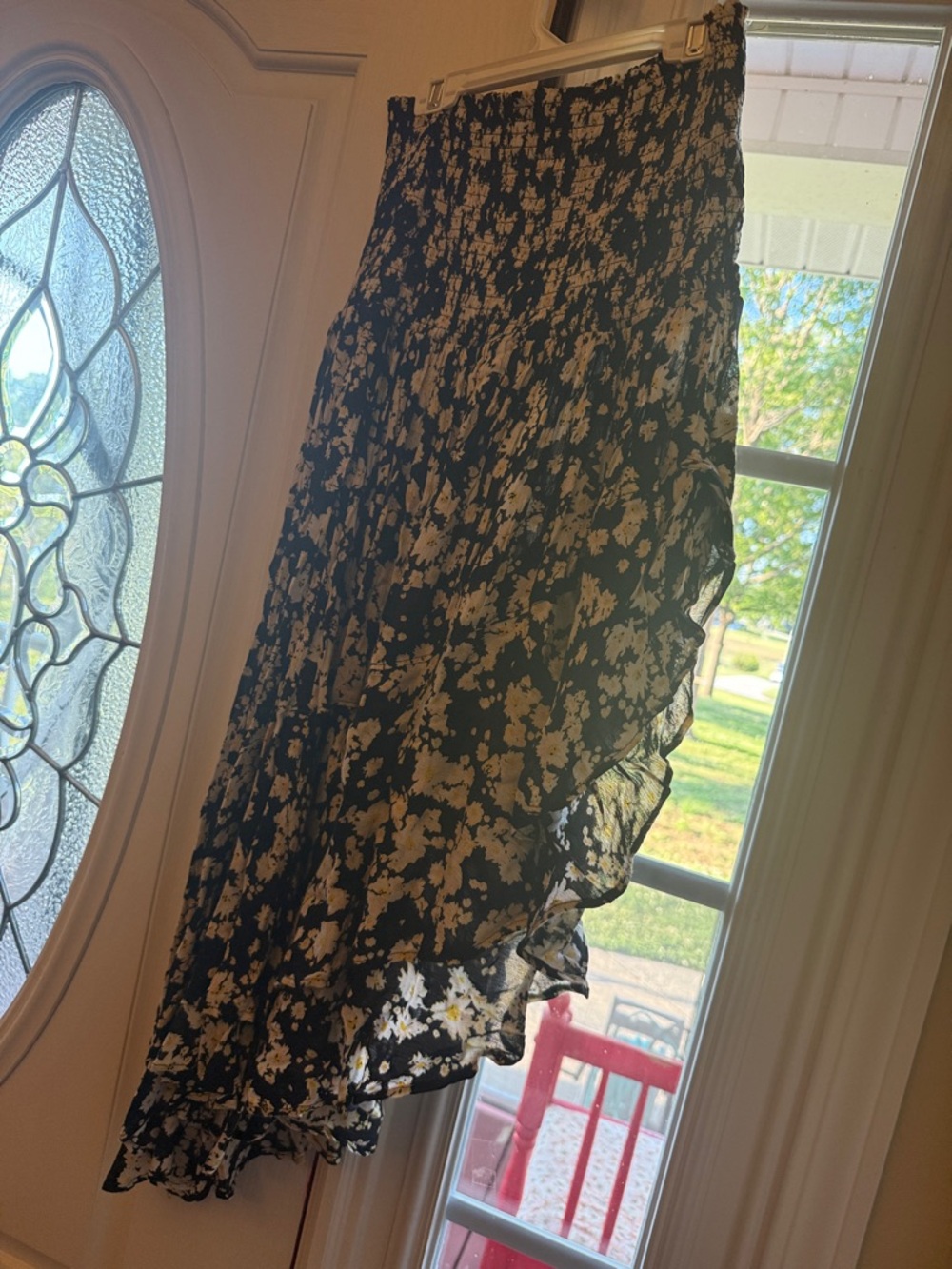 Floral Ruffle Black Midi Skirt - Picture 5 of 6